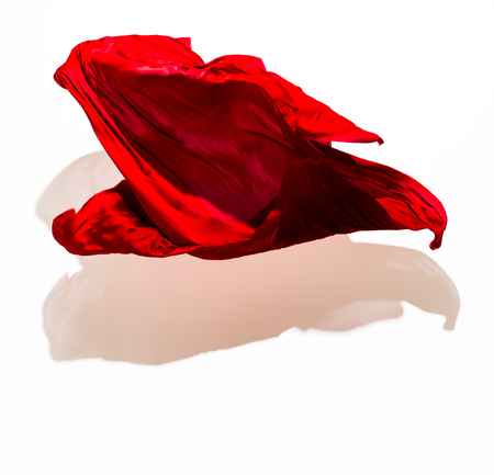 piece of red fabric soaring, art object, design elementの写真素材