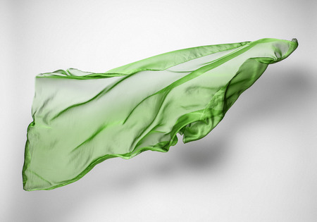 abstract piece of green fabric flying, art object, design elementの写真素材