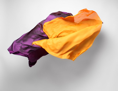 piece of yellow fabric soaring, art object, design elementの写真素材