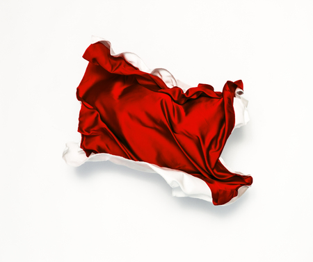 abstract pieces of red and white fabric flying, design elementの写真素材