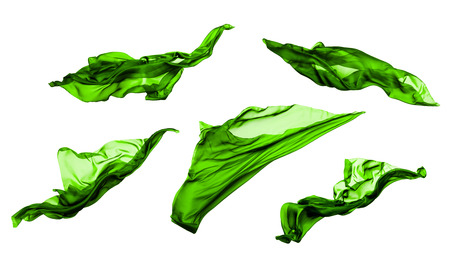 abstract piece of green fabric flying, high-speed studio shotの写真素材