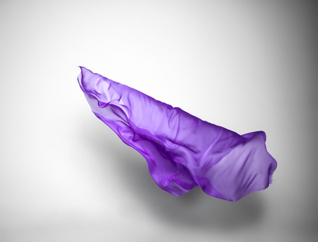 abstract piece of purple fabric flying, art object, design elementの写真素材