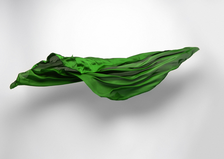abstract piece of green fabric flying, high-speed studio shotの写真素材