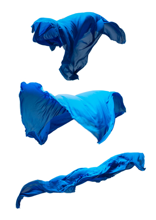 abstract piece of blue fabric flying, high-speed studio shotの写真素材