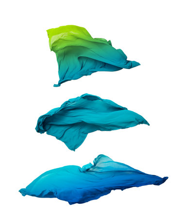 abstract teal fabric in motionの写真素材