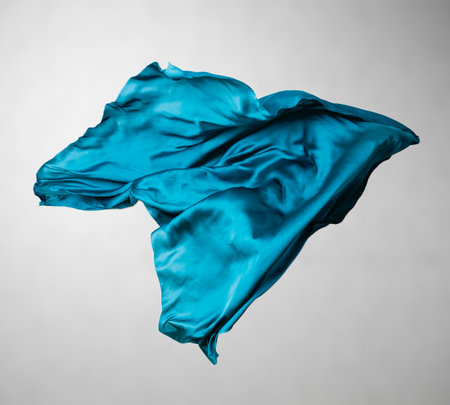abstract blue fabric in motionの写真素材