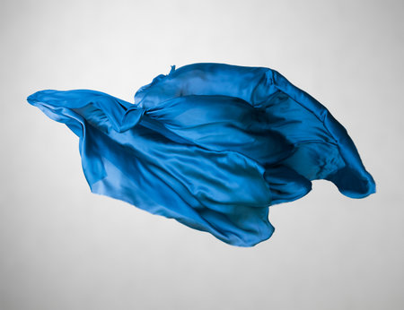 abstract blue fabric in motionの写真素材