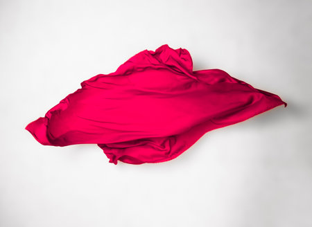 abstract red fabric in motionの写真素材