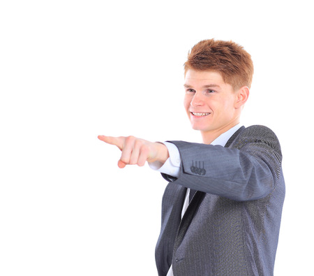 The young handsome businessman isolated on a white .の写真素材