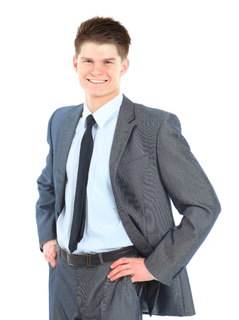 young business man isolated on white の写真素材