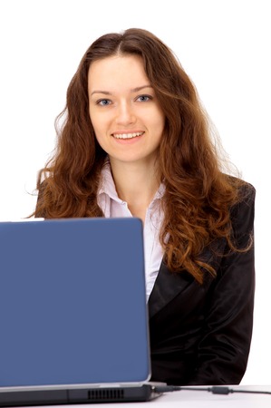 The beautiful business woman on a white の写真素材