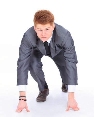 The young handsome businessman isolated on a white .の写真素材