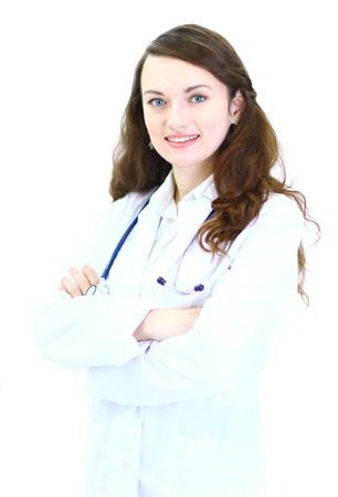 A young attractive woman doctor in the clinic.の写真素材