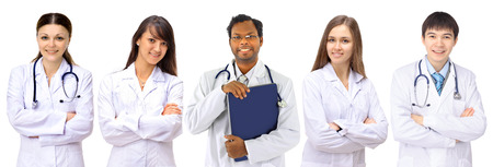 Portrait of group of smiling hospital colleagues standing togetherの写真素材