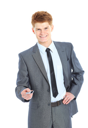 The young handsome businessman isolated on a white background.の写真素材