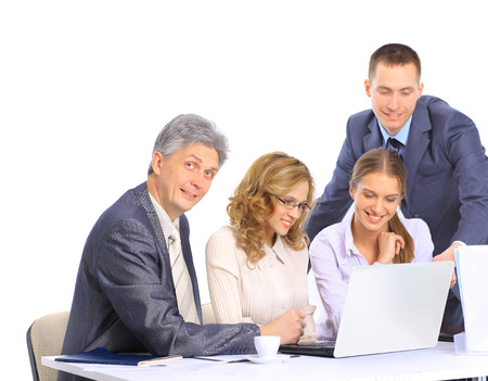Group of businessmen to discuss the work plan.の写真素材