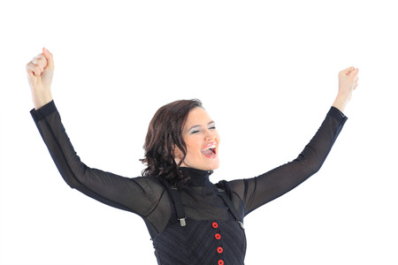 Beatiful business woman . Isolated on a white background.の写真素材