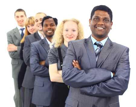 business man and his team isolated over a white background の写真素材