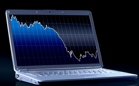 Laptop with a diagram.の写真素材