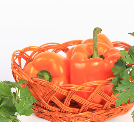fresh pepper vegetables isolated on white backgroundの写真素材