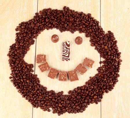 Smiley of coffee and chocolate.の写真素材