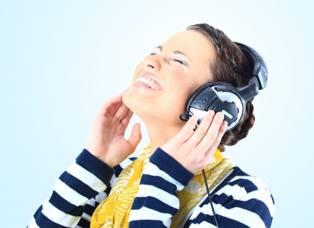 Beautiful girl with headphones.の写真素材
