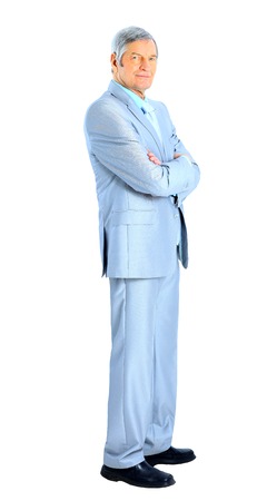 Nice businessman at the age of. Isolated on a white background.の写真素材