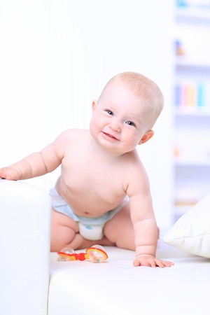 bright portrait of adorable babyの写真素材