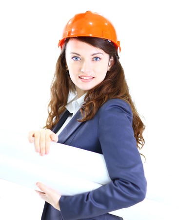 Beautiful businesswoman engineer with the work-plan office.の写真素材
