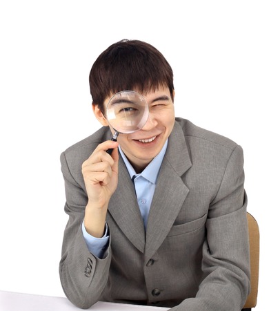 The young business man on a white backgroundの写真素材