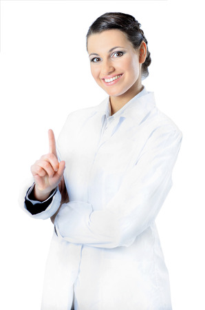 Attractive woman doctor. Isolated on a white background.の写真素材