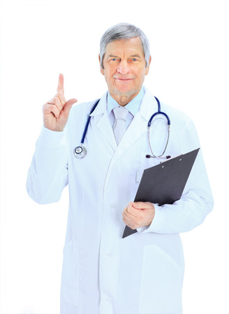 Adult by an experienced doctor. Isolated on a white background.の写真素材