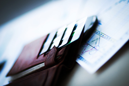 leather wallet with credit and discount cards