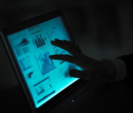 Hands of people working with tablet computer.の写真素材