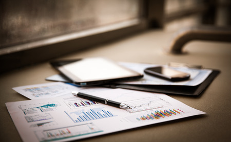 business documents with charts growth, keyboard and pen. workplace businessman business documents with charts growth, keyboard and pen. workplace businessman