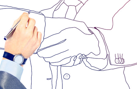 Business men hand shake in white backgroundの写真素材