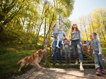 happy family on picnicの写真素材