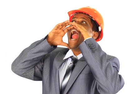 A male construction worker a job site.の写真素材
