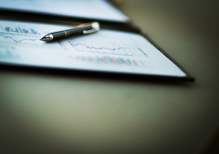 Drawings and charts of successful business, workplace of the businessmanの写真素材