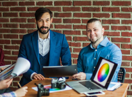 business team discussing new project workplace in a modern officの写真素材