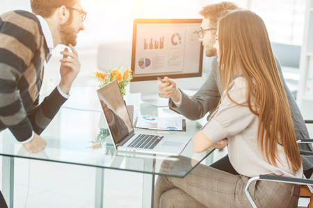 specialist in Finance and business team doing analysis of marketing reports,の写真素材