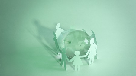 glass globe and the family paper doll
