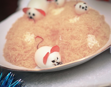 closeup.a vegetarian dish at the Christmas tableの写真素材