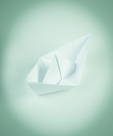 paper boat made in the technique of origami.の写真素材