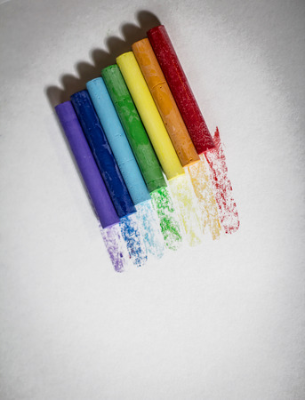 ulticolored crayons for drawing.isolated on a white backgroundの写真素材