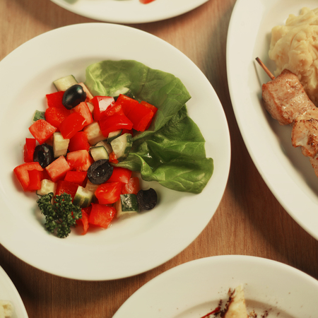 appetizer of vegetables and food on the tableの写真素材