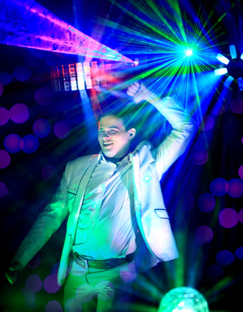 DJ on the background of the evening show