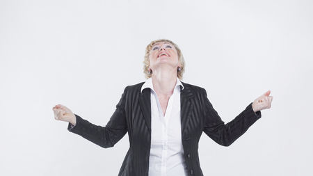 portrait of a very happy business womanの写真素材