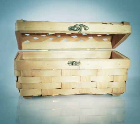 wicker box for home small items .isolated on a whiteの写真素材