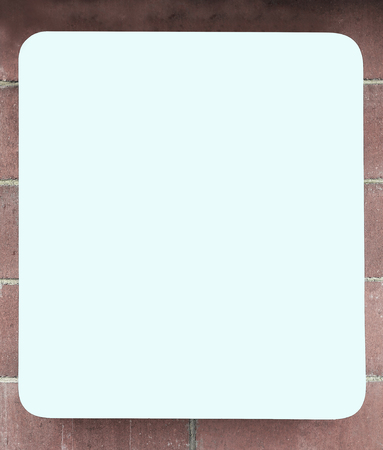 close up. blank banner on brick wallの写真素材